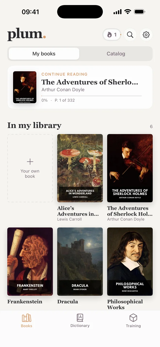 Plum library with classic English books
